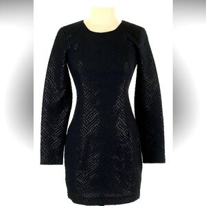 ❣️NEW❣️ Bloomingdale’s Clove Black Textured Jacquard Long Sleeve Bodycon Dress 8